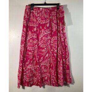 Womens Choices Crinkle Midi Skirt Sun Kissed Pink Lined Cotton XL NWT